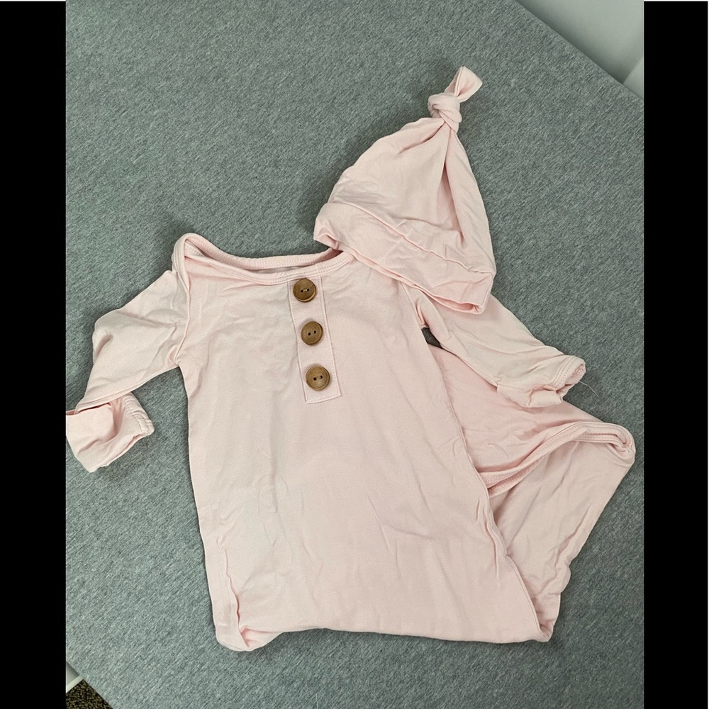 Caden Lane Gown & Hat - 0-3 mo